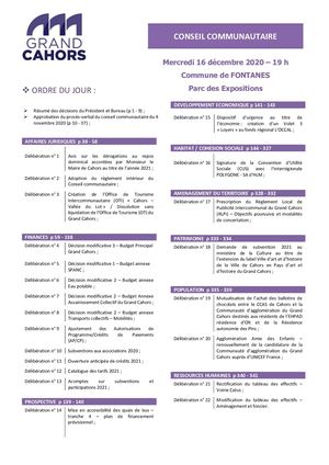 Conseil communautaire du 16 décembre 2020