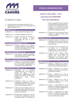 Conseil communautaire du 11 mars 2021