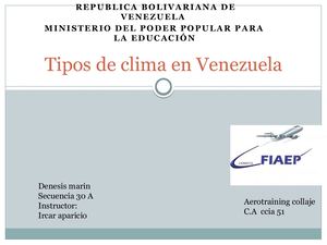 Tipos De Clima En Venezuela
