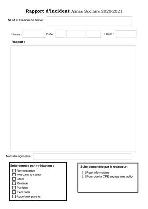 Rapport Incident Form