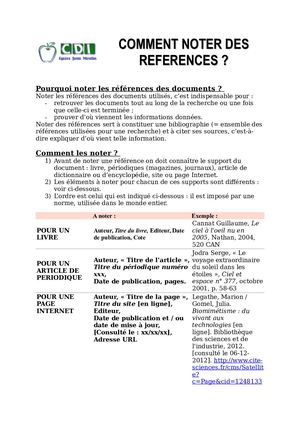 comment noter les références des documents