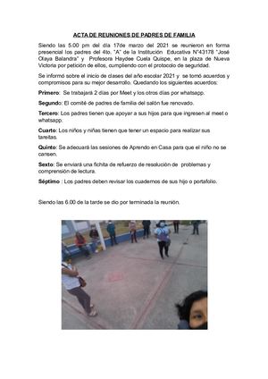 ACTA DE REUNIONES DE PADRES DE FAMILIA