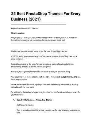 Best Prestashop Themes