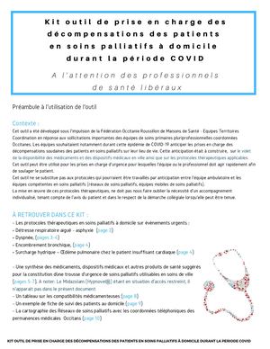 Kit Outil Pec Décompensation Patient Soins Palliatifs à Domicile V090629