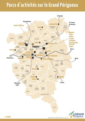 Carte Parcs D'activités éConomiques Le Grand Périgueux