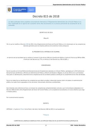Decreto 815 De 2018 Gestor Normativo