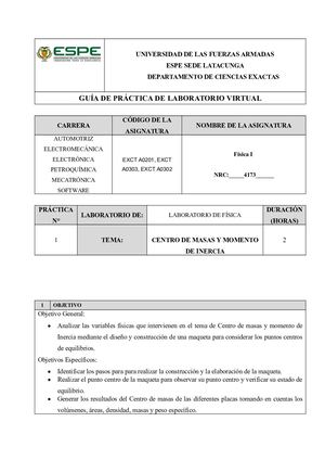 Centro De Masas Y Momento De Inercia