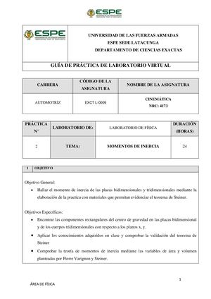 Informe De Laboratorio Momentos De Inercia