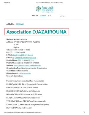 Association Djazairouna membre de Anna Lindh Foundation