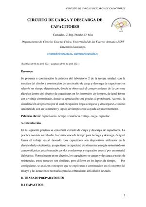 CIRCUITO DE CARGA Y DESCARGA DE CAPACITORES