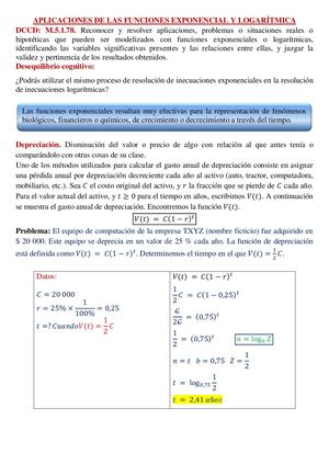 10 Aplicación De Las Funciones Exp Y Log