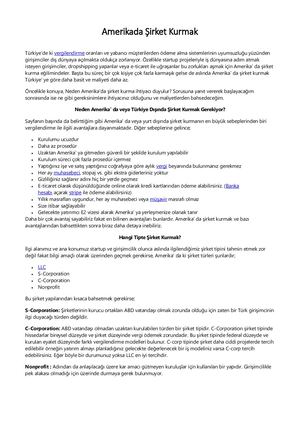 Amerikada Şirket Kurmak