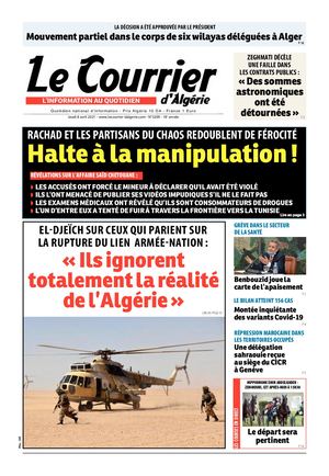 Le Courrier d'Algérie du jeudi 8 avril 2021