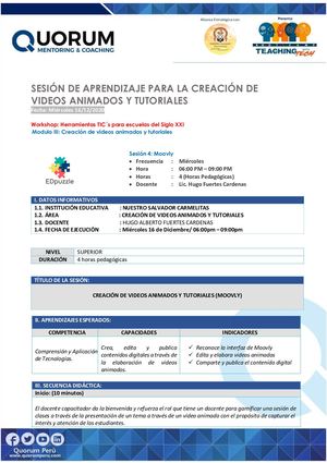 Sesión De Aprendizaje 4 Moovly Iii Modulo Creación De Videos Animados Y Tutoriales