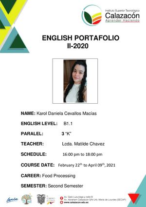 Portafolio English Karol Cevallos 3k