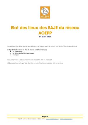 Acepp Mars 2021 Etat Du Réseau