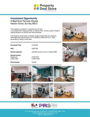 Newton Street Burnley Deal