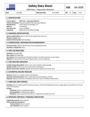 KöR Putty Impression Material SDS