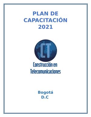 Plan de Capacitación - Construcción en Telecomunicaciones.