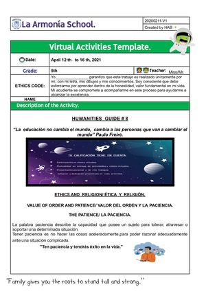 Guia #8 Humanidades Semana Del 12 Al 16 De Abril