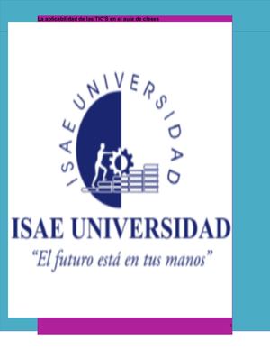 La Aplicabilidad De Las Tic's En El Aula De Clases