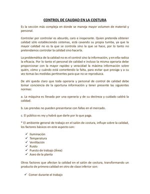 Calidad En La Costura