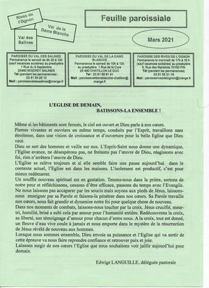 Feuille Paroissiale Mars 2021