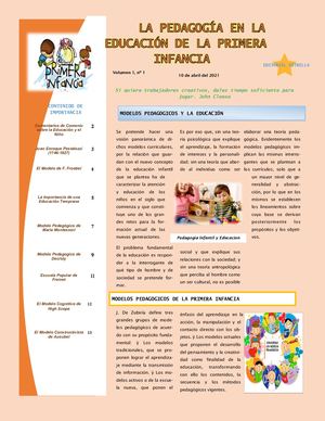 Revista Pedagogica En La Educacion De Primera Infancia