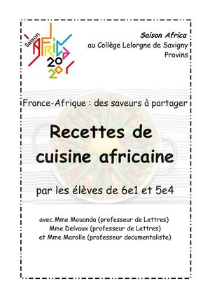 Livret Recettes De Cuisine Africaine