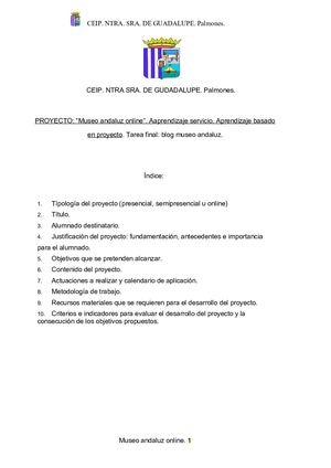 Proyecto Andalucía Profundiza Museo Andaluz Online Aprendizaje Servicio Abp