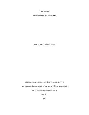 CUESTIONARIO PRIMEROS PASOS SOLIDWORKS