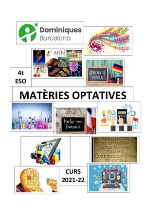 PRESENTACIÓ MATÈRIES OPTATIVES 4t ESO Curs 2021-22