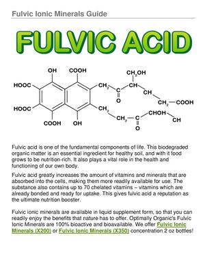 Fulvic Ionic Minerals Guide