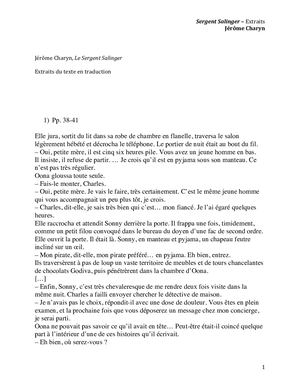 Extraits Du Texte  Sergent Salinger