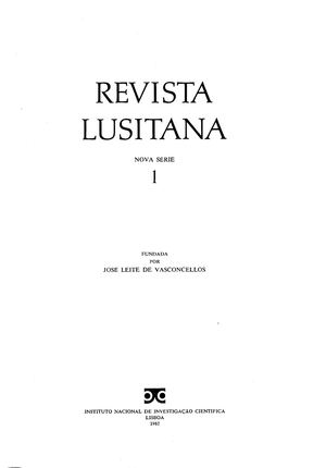 Revista Lusitana, Nova Série, n.º 1
