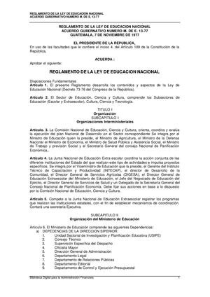 Reglamento Ley De Educación Nacional