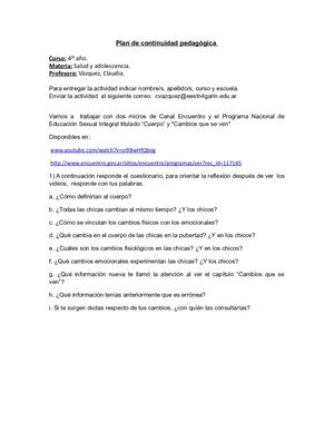 Actividad Sy A Cuerpo Cambios Que Se Ven Tec