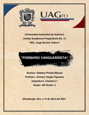 “Poemario Vanguardista” Galeana Pineda Manuel Grupo 404