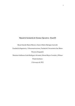 Manual De Instalación De Sistemas Operativos React Os