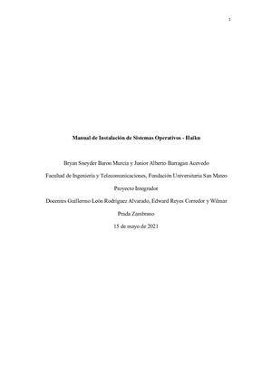 Manual De Instalación De Sistemas Operativos Haiku
