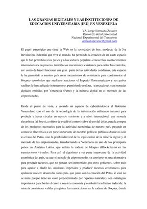 Las Granjas Digitales Y Las Instituciones De Educación Universitaria En Venezuela