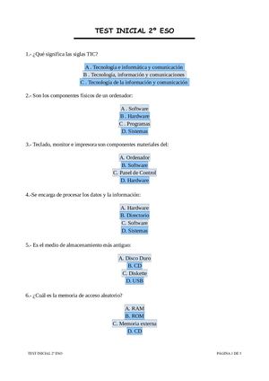Test Inicial 2eso