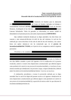 Escrito de Subsanación De Prevención Inconstitucionalidad Ref 78 2019