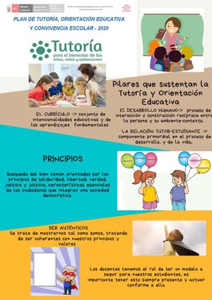 Tutoría y su importancia en la educación peruana, modalidades de trabajo (grupal e individual). Pilares que sustentan la Tutoría y Orientación Educativa (El currículo, desarrollo humano y relación tutor-estudiante)