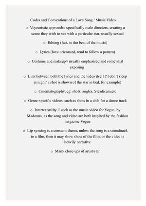 Codes And Conventions Of A Love Song