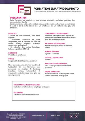 FORMATION SMARTVIDEO PHOTO