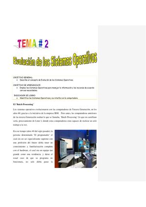 Tema Evolución De Los Sistemas Operativos