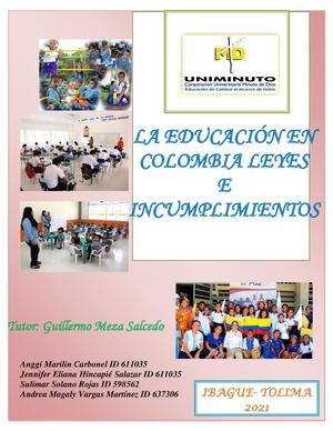 La Educación en Colombia Leyes e incumplimientos