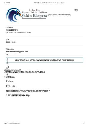 Adana Evden Eve Nakliyat Ve Taşımacılık ŞAhin Ekspres