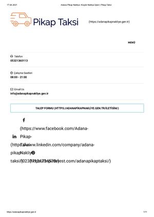 Adana Pikap Nakliye Küçük Nakliye İşLeri Pikap Taksi